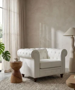 Grand fauteuil Chesterfield Blanc