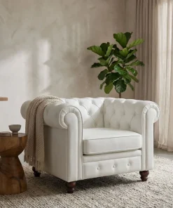 Grand fauteuil Chesterfield Blanc