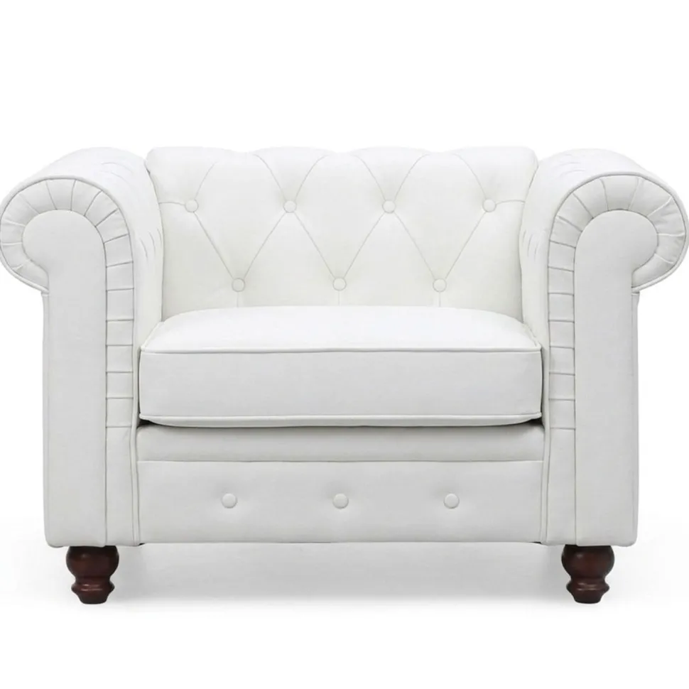 Grand fauteuil Chesterfield Blanc