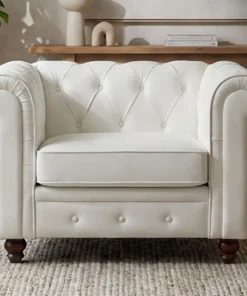 Grand fauteuil Chesterfield Blanc