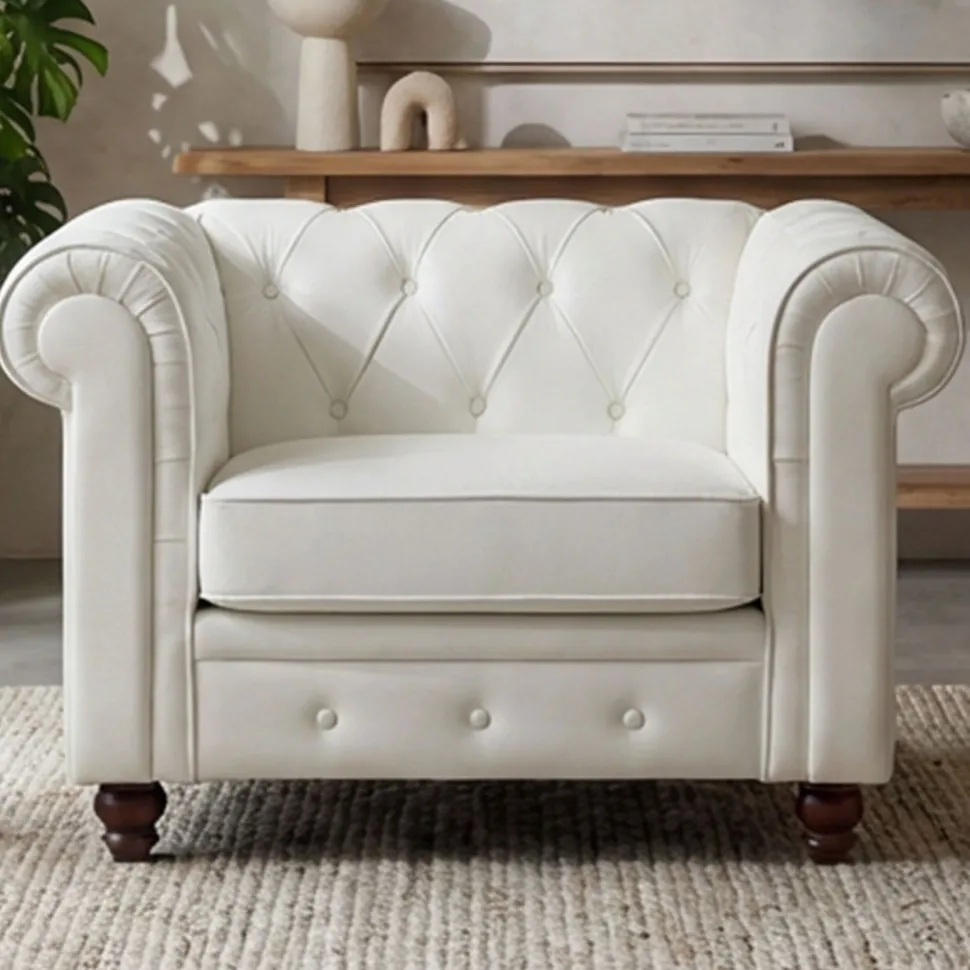 Grand fauteuil Chesterfield Blanc