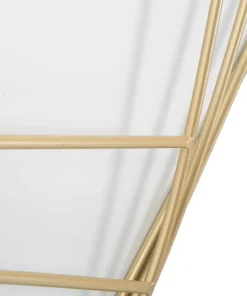 Horloge murale carrée métal doré et plastique blanc
