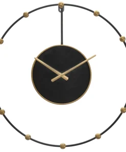 Horloge murale métal Noir et Doré
