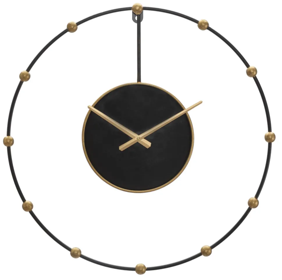 Horloge murale métal Noir et Doré