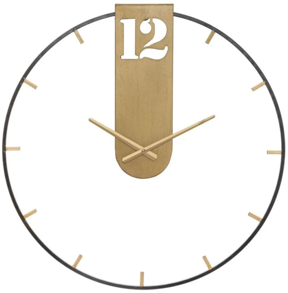 Horloge murale métal Noir et Doré