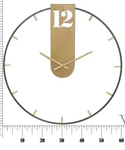 Horloge murale métal Noir et Doré