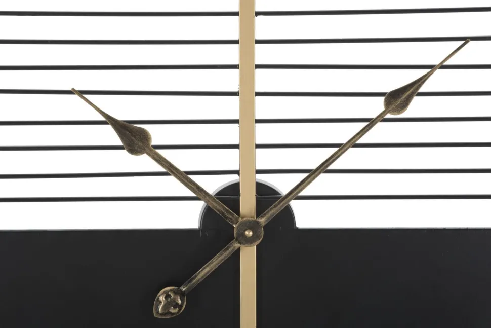 Horloge murale ronde Glam Stick Fer Noir et Doré
