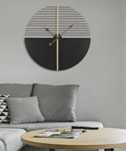 Horloge murale ronde Glam Stick Fer Noir et Doré