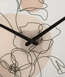 Horloge murale ronde motifs floraux Fer et Verre multicolore