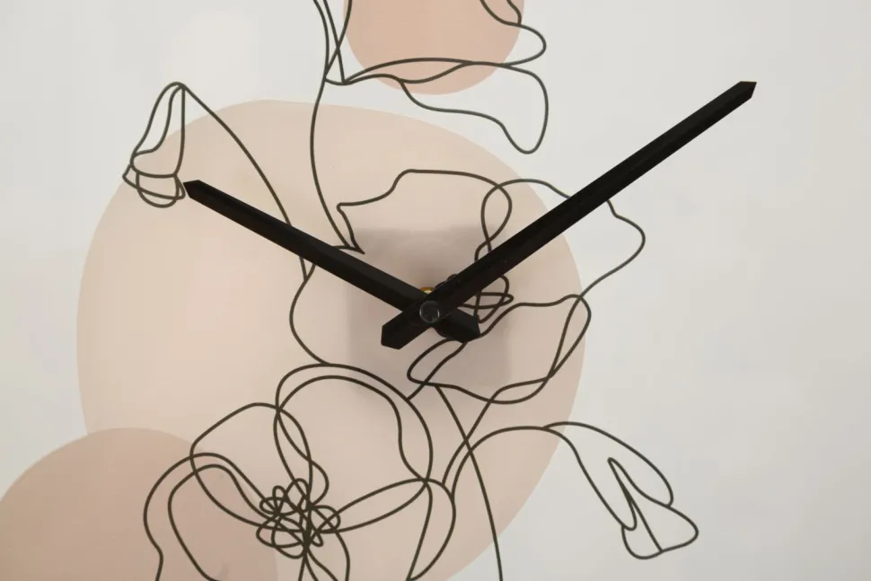 Horloge murale ronde motifs floraux Fer et Verre multicolore
