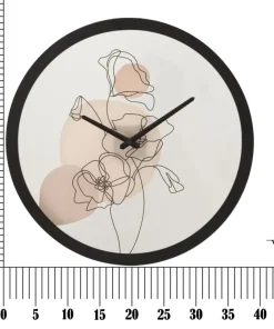 Horloge murale ronde motifs floraux Fer et Verre multicolore