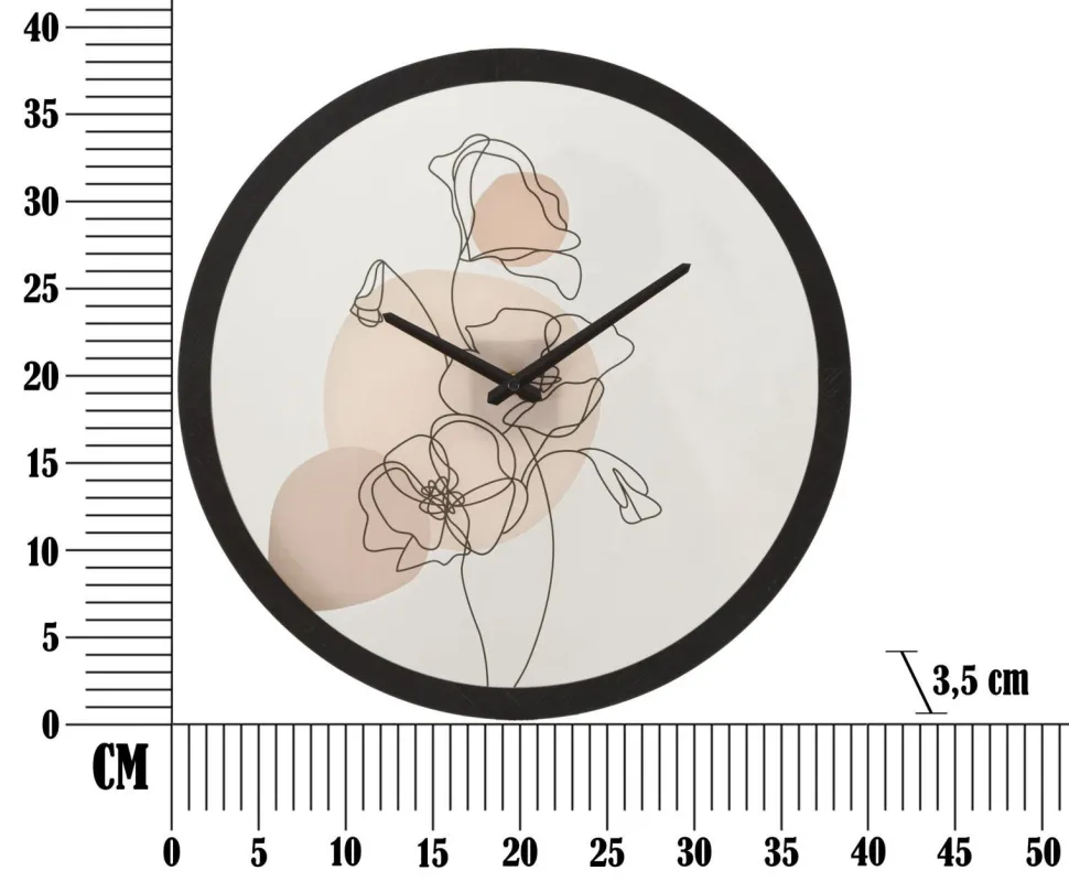 Horloge murale ronde motifs floraux Fer et Verre multicolore