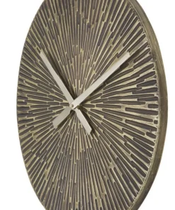 Horloge murale ronde métal bronzé