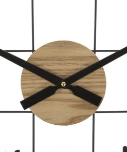 Horloge murale ronde métal et bois Noir Marron