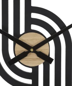 Horloge murale ronde métal Noir et bois Marron