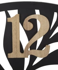 Horloge murale ronde Palm Métal Noir et Bois Clair