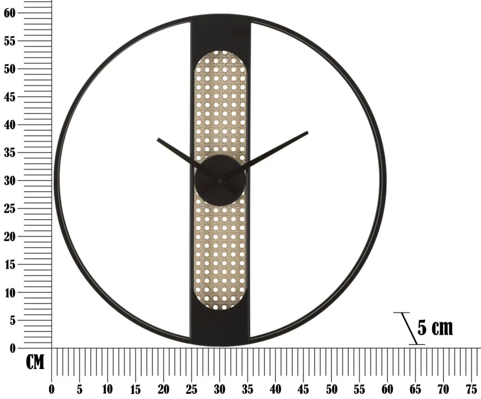 Horloge murale ronde Ribby Fer Noir Cannage de Vienne