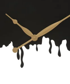 Horloge murale ronde Splash Fer Noir et finitions dorées