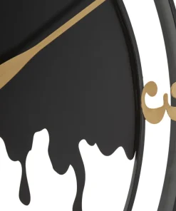 Horloge murale ronde Splash Fer Noir et finitions dorées