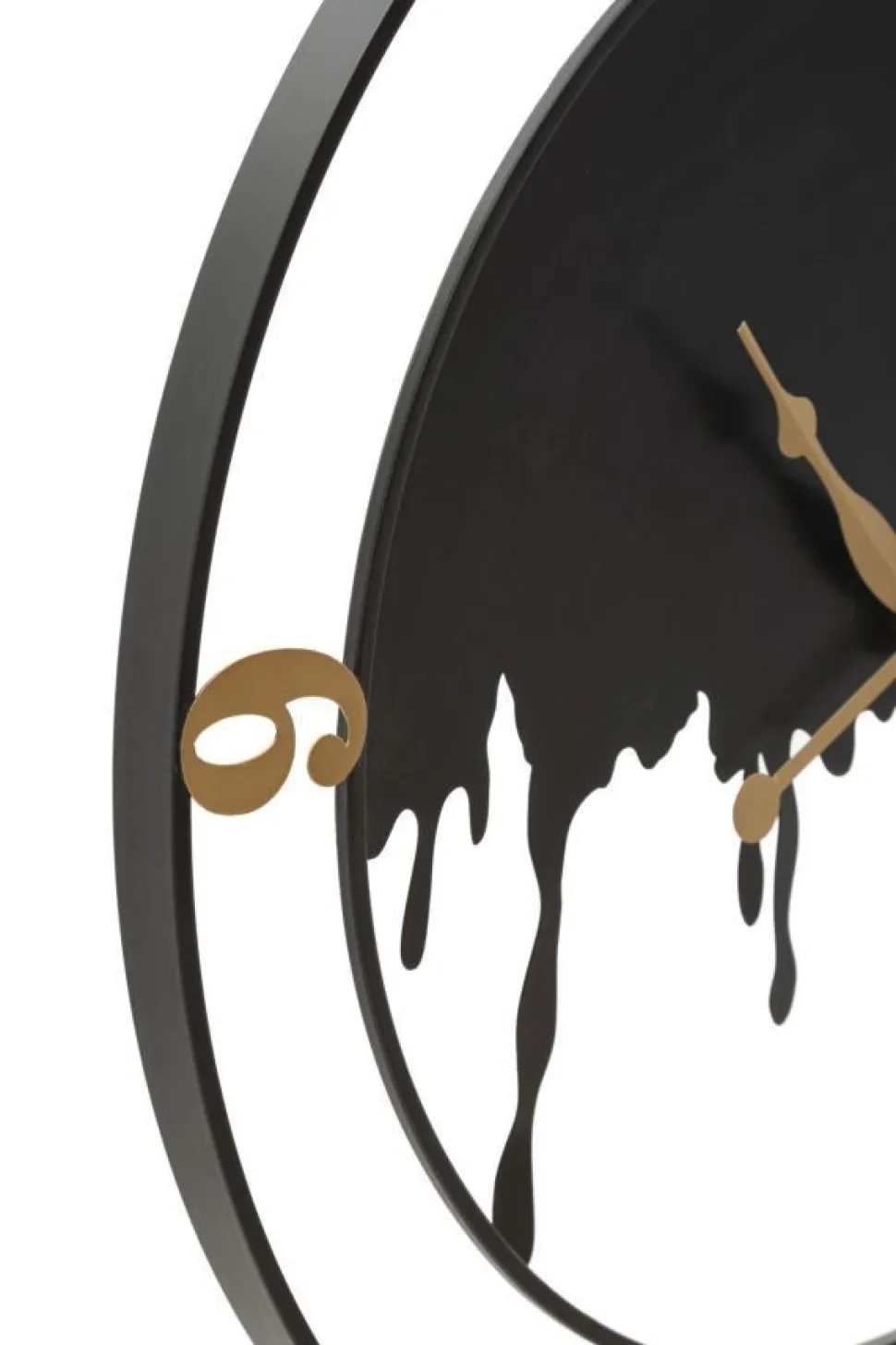 Horloge murale ronde Splash Fer Noir et finitions dorées