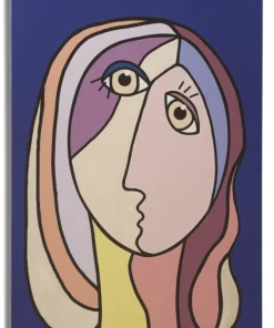 Impression murale Cubisme encadrée en bois massif couleurs vives