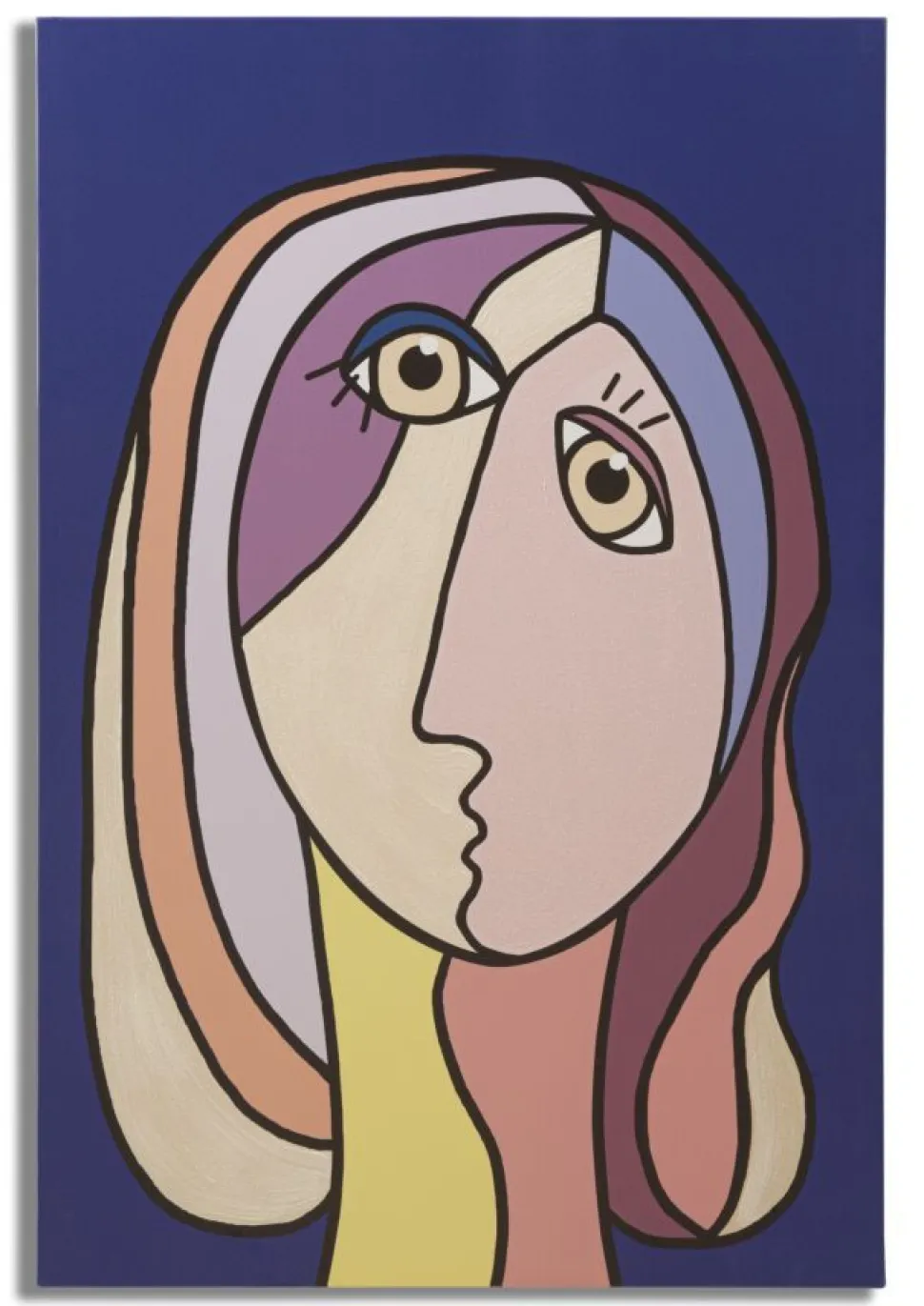 Impression murale Cubisme encadrée en bois massif couleurs vives