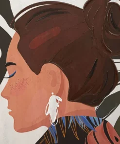 Impression murale Lady Jungle encadrée toile bois massif couleurs chaudes