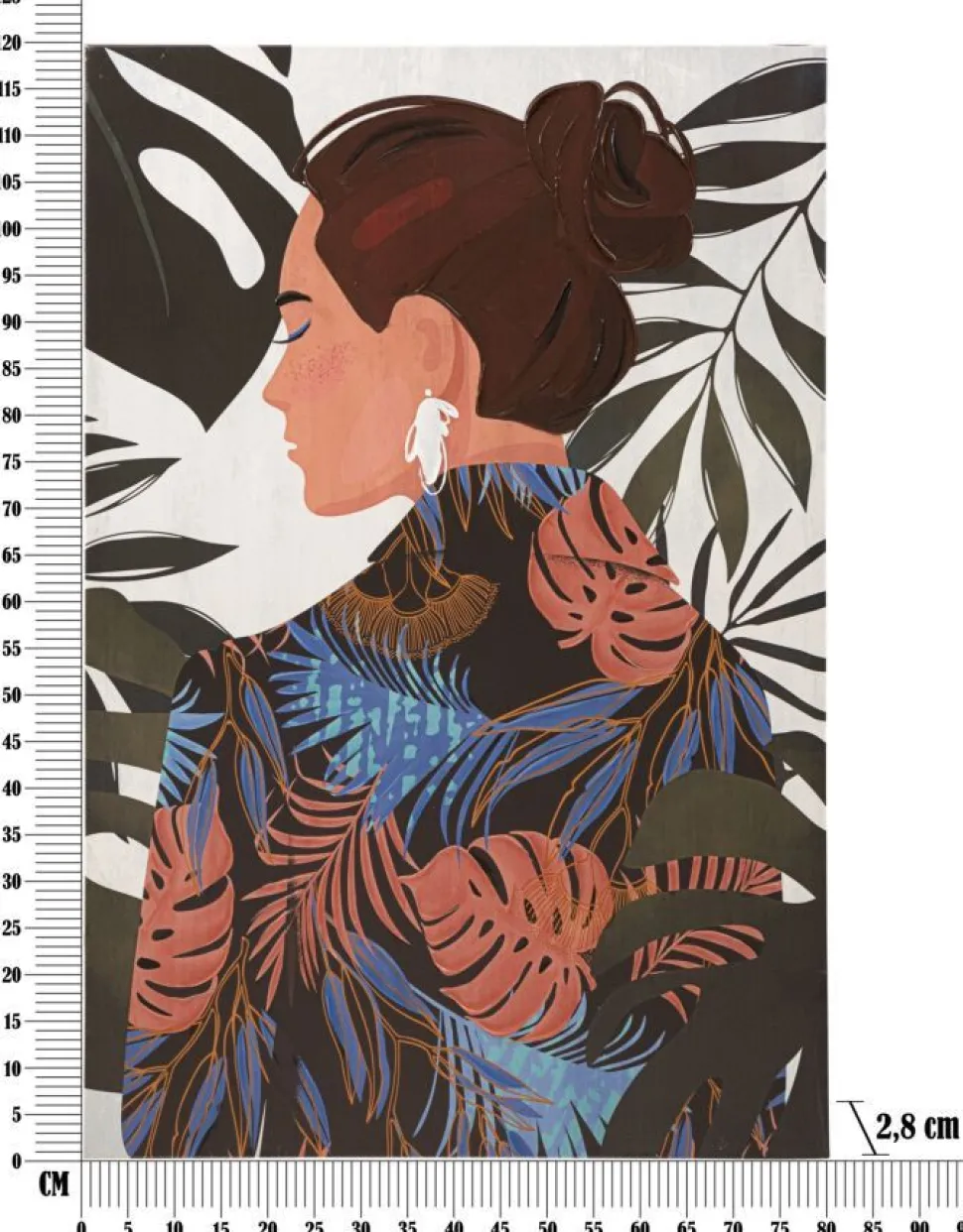 Impression murale Lady Jungle encadrée toile bois massif couleurs chaudes