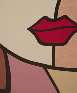 Impression murale visage cubiste toile encadrée bois massif couleurs vives