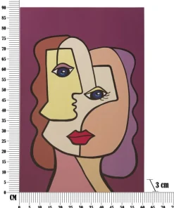 Impression murale visage cubiste toile encadrée bois massif couleurs vives