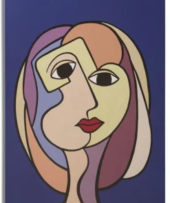 Impression peinte double face Cubisme cadre en bois massif couleurs vives