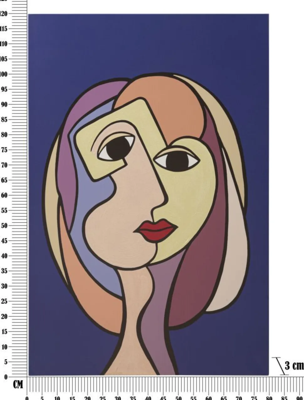 Impression peinte double face Cubisme cadre en bois massif couleurs vives