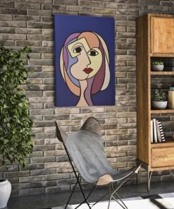 Impression peinte double face Cubisme cadre en bois massif couleurs vives