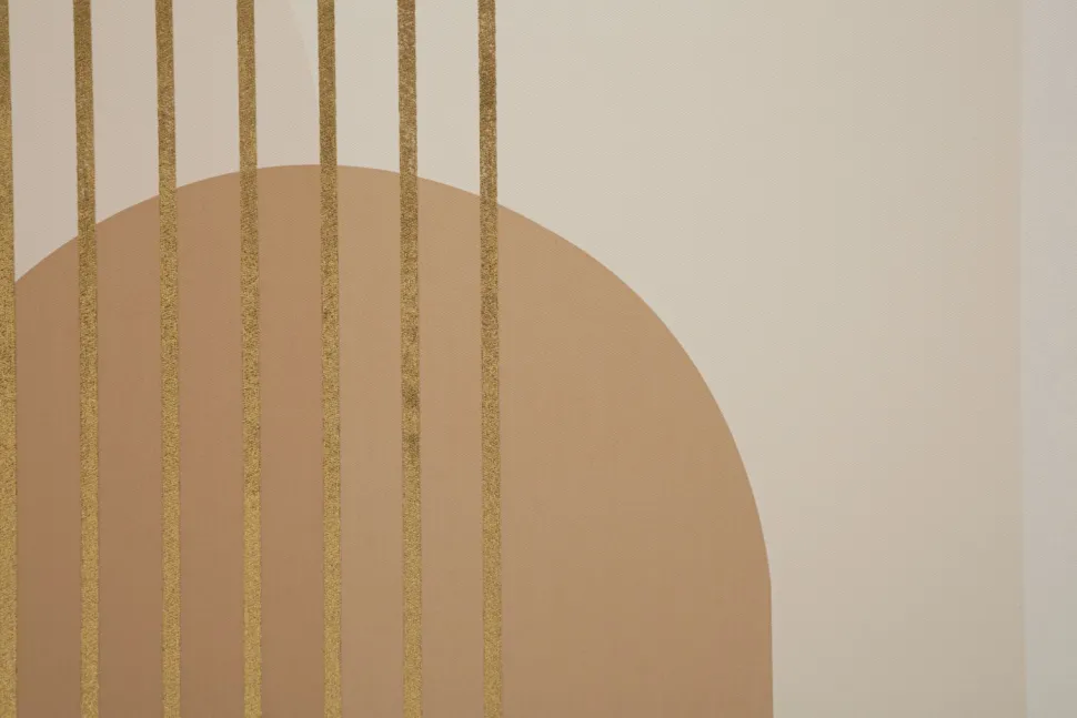 Impression sur toile abstraite encadrée Bois massif tons chaleureux décorations dorées