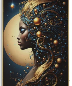 Impression sur toile avec cadre Minerva LED doré