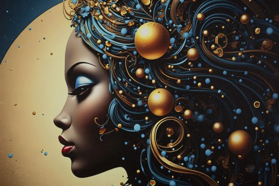 Impression sur toile avec cadre Minerva LED doré