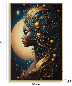 Impression sur toile avec cadre Minerva LED doré