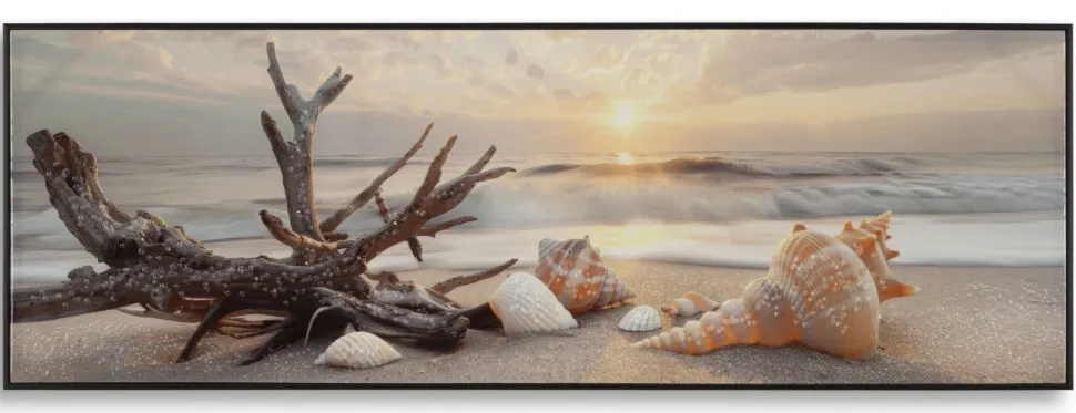 Impression sur toile Laquée Plage cadre bois
