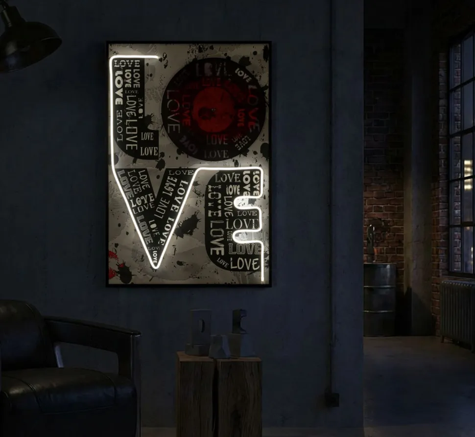 Impression sur toile LED Love Graphismes urbains et détails pop