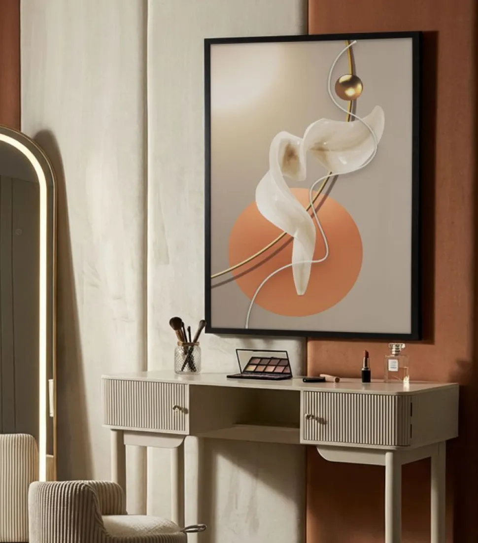Impression sur toile LED abstraite moderne cadre noir