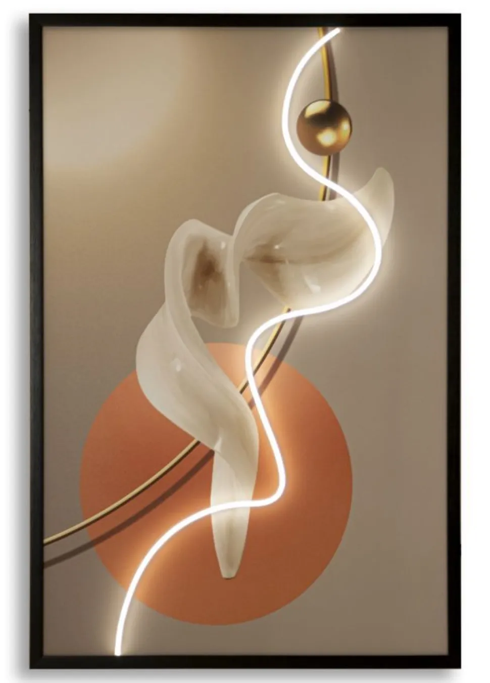 Impression sur toile LED abstraite moderne cadre noir