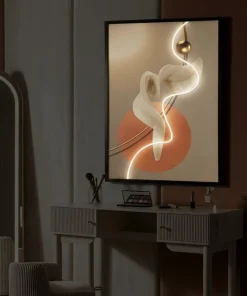 Impression sur toile LED abstraite moderne cadre noir