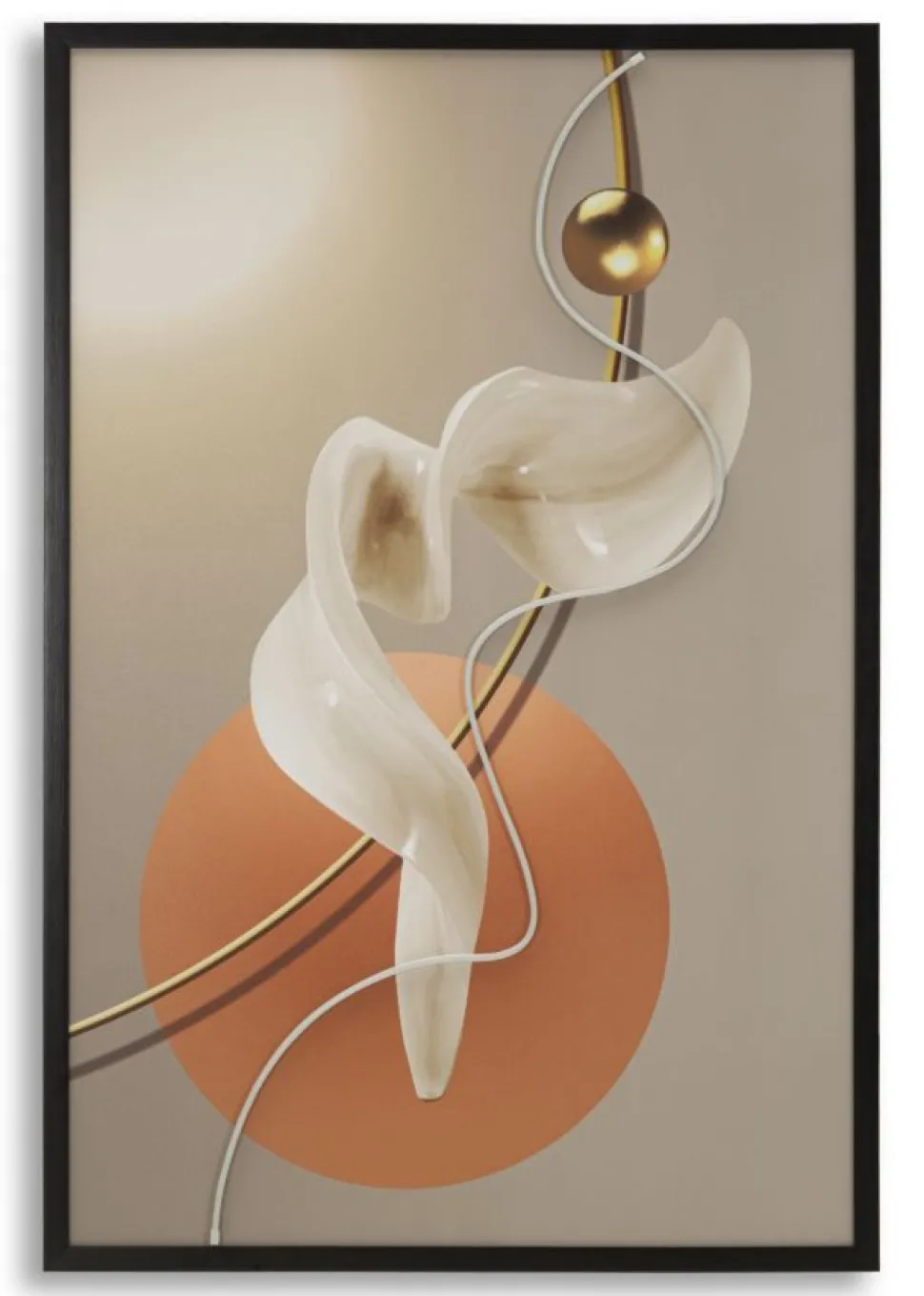 Impression sur toile LED abstraite moderne cadre noir