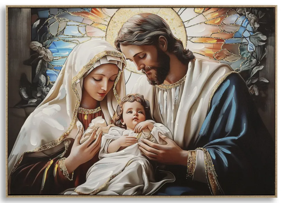 Impression sur toile Nativité encadrée