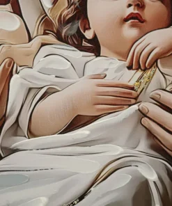 Impression sur toile Nativité encadrée