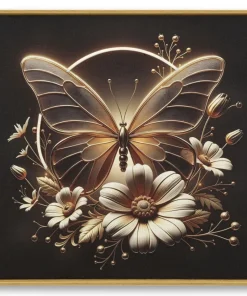 Impression sur toile Papillon doré LED cadre exécuté