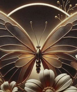 Impression sur toile Papillon doré LED cadre exécuté