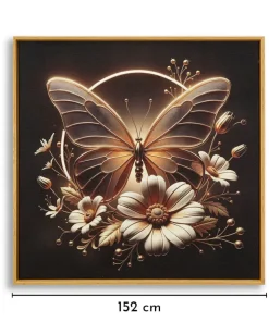 Impression sur toile Papillon doré LED cadre exécuté
