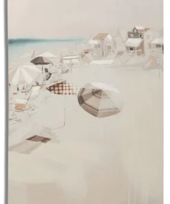 Impression sur toile plage cadre en bois massif multicolore
