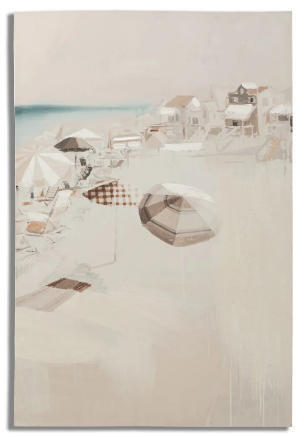 Impression sur toile plage cadre en bois massif multicolore